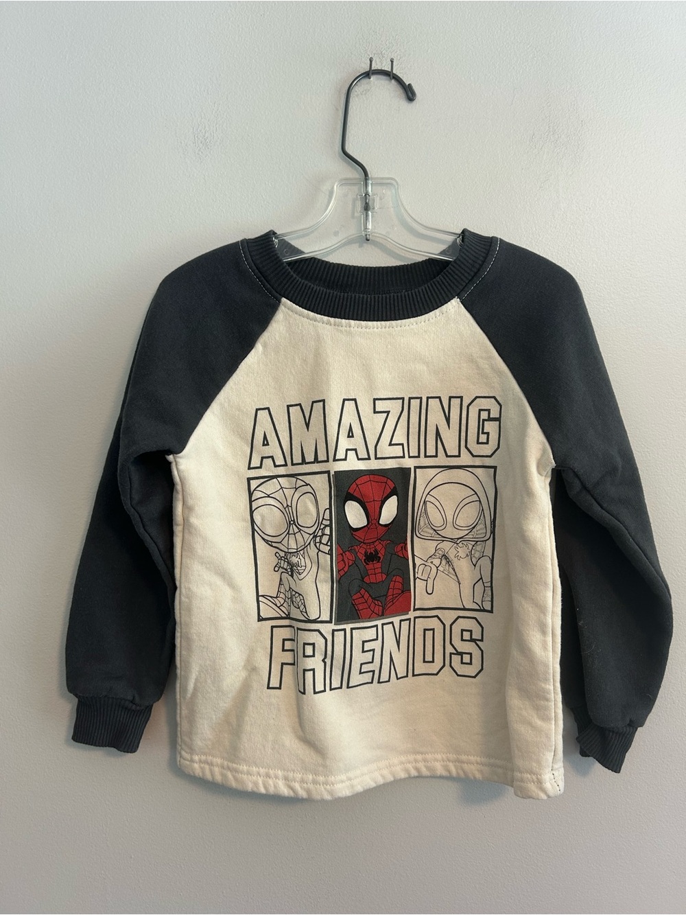 Marvel toddler 4 tan & grey Amazing Friends Spider-Man Sweatshirt